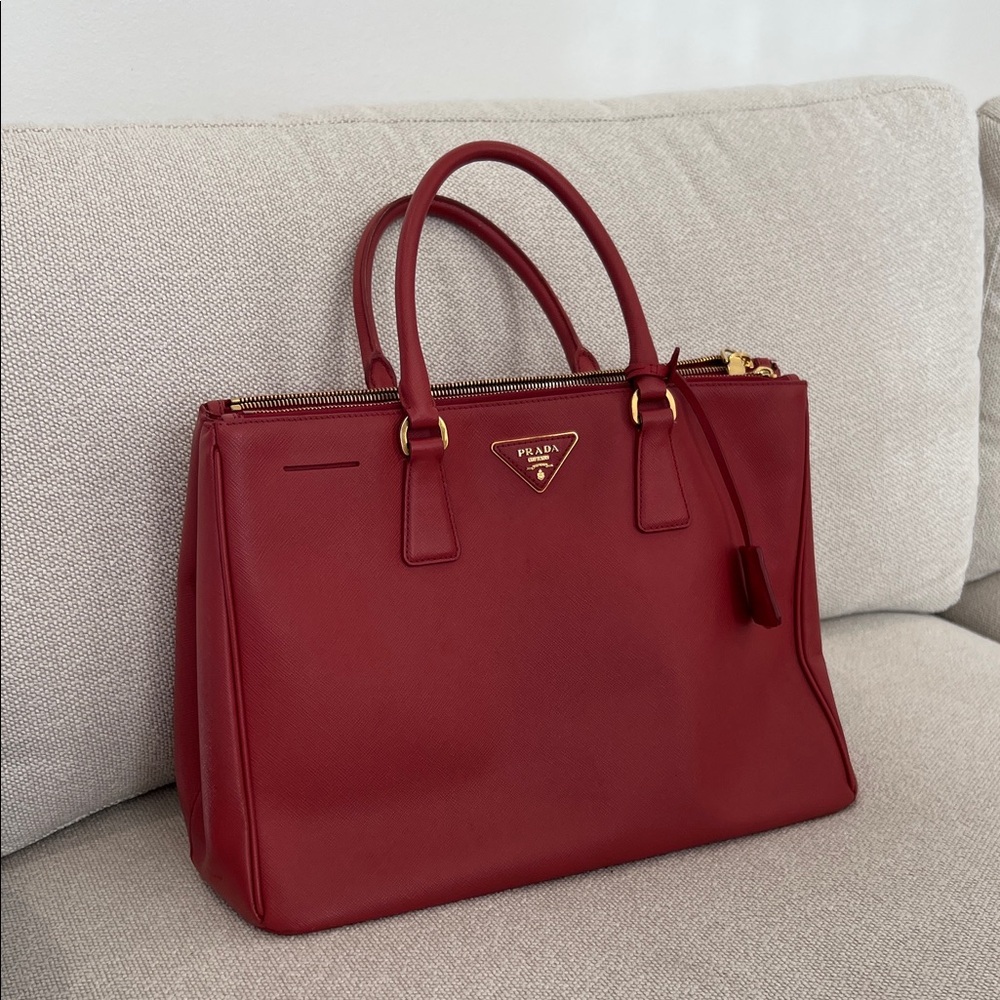 SOLD! Prada Saffiano 15” wide red